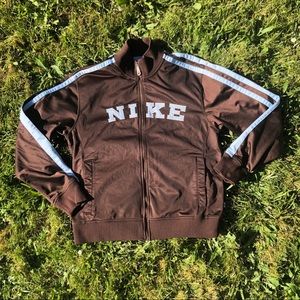 💙 Vintage Nike brown and blue satin bomber jacket